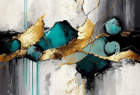 Splashes of bright paint on the canvas. interior painting. beautiful background. Generative AI.の素材