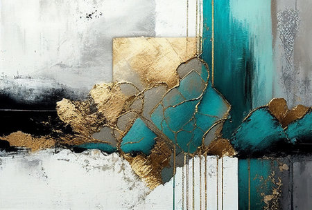 Splashes of bright paint on the canvas. interior painting. beautiful background. Generative AI.の素材