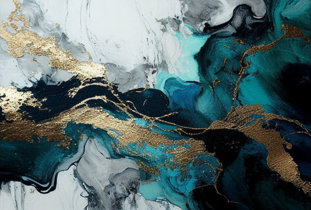 Splashes of bright paint on the canvas. interior painting. beautiful background. Generative AI.の素材