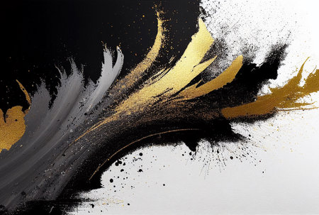 Splashes of bright paint on the canvas. interior painting. beautiful background. Generative AI.の素材