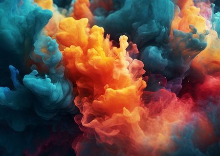 Beautiful colored smoke in the water. Ink dissolved in water.Generative AIの素材