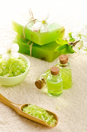 Spa with spring flowersの写真素材