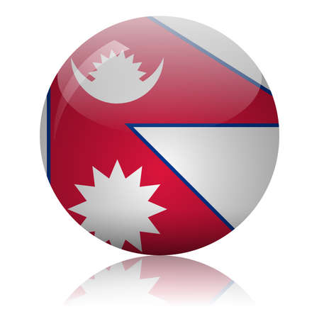 Nepalese flag glass ball on light mirror surface vector illustrationのイラスト素材