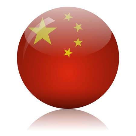 Chinese flag glass icon vector illustrationのイラスト素材