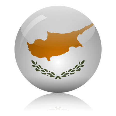 Cyprus flag glass ball on light mirror surface vector illustrationのイラスト素材