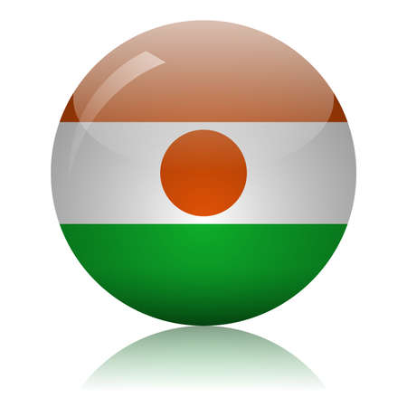 Niger flag glass ball on light mirror surface vector illustrationのイラスト素材