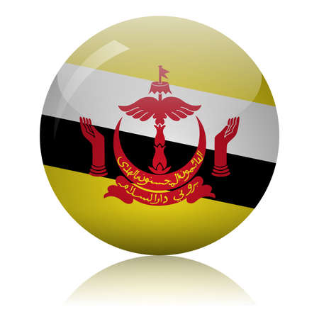 Bruneian flag glass ball on light mirror surface vector illustrationのイラスト素材