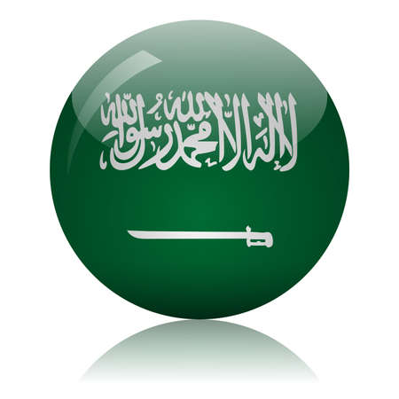 Saudi flag glass ball on light mirror surface vector illustrationのイラスト素材