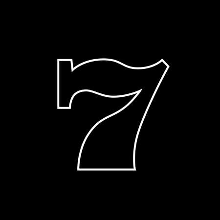 Monochrome slot machines seven symbol - black and white vector illustrationのイラスト素材
