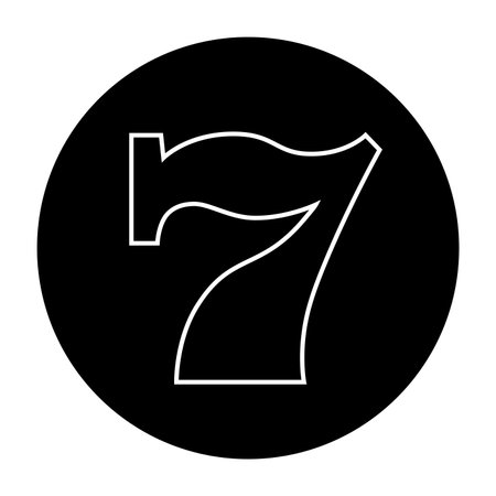 Monochrome slot machines seven symbol - black and white vector illustrationのイラスト素材