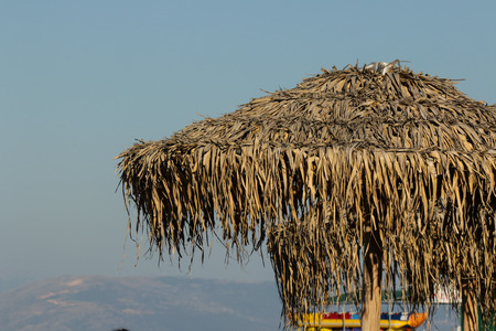 Beautiful parasols on the beach.の写真素材