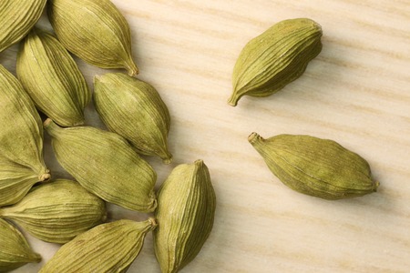 Spicy cardamom seeds close-up. Macro.の写真素材