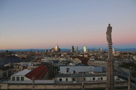View of Milan from Duomo di Milanoの写真素材