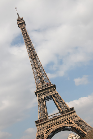 Eiffel Tower, Paris, France, Europe. View of the famous travel and tourism icon at daytime in spring with blue sky,の写真素材
