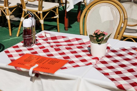 Cafe terrace in small European city. Budapest, Hungaryの写真素材