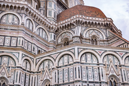 Italy. Florence. View at Santa Maria del Fiore cathedra. Florence is the ancient capital city of the Italian region of Tuscany and of the Metropolitan City of Florence, on the banks of the River Arno.の写真素材