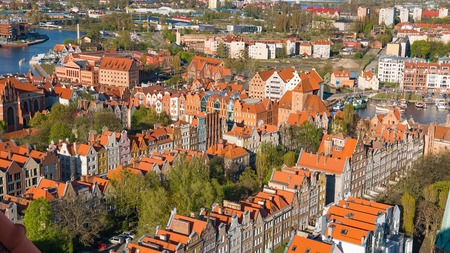 GDANSK, POLAND: Aerial panoramic view of Gdansk