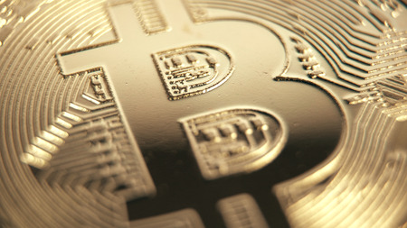 Crypto currency Gold Bitcoin - BTC - Bit Coin. Extreme Macro shots crypto currency Bitcoin coins.の写真素材