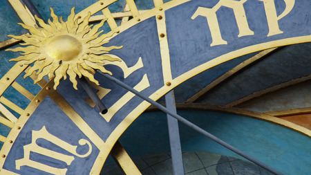 Astronomical Clock Tower detail in Old Town of Prague, Czech Republic. Astronomical clock was created in 1410 by the watchmaker Mikulas Kadan and mathematician-astronomer Jan Schindelの写真素材