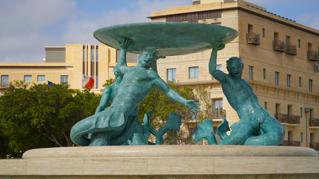 Triton Square in Valletta, Malta. Valletta - Italian word for Small valley is the capital city of Malta.の写真素材