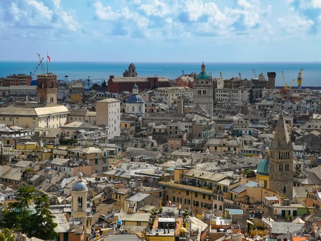 Aerial View of Old Town Genoa. Genova Skyline, Italyの写真素材