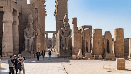Luxor, Egypt - January 2020: Luxor Temple is a large Ancient Egyptian temple complex located on the east bank of the Nile River in the city today known as Luxor, ancient Thebes, and was constructed approximately 1400 BCE.のeditorial素材