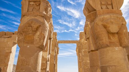 Luxor, Egypt: The Mortuary Temple of Hatshepsut, also known as the Djeser-Djeseru, is a mortuary temple of Ancient Egypt located in Upper Egyptの写真素材