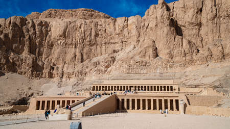 Luxor, Egypt - January 2020: The Mortuary Temple of Hatshepsut, also known as the Djeser-Djeseru, is a mortuary temple of Ancient Egypt located in Upper Egyptのeditorial素材