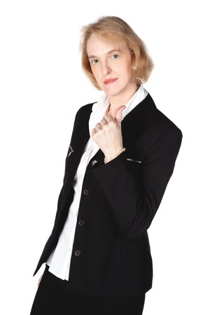 A mature business woman wishes someone luckの写真素材