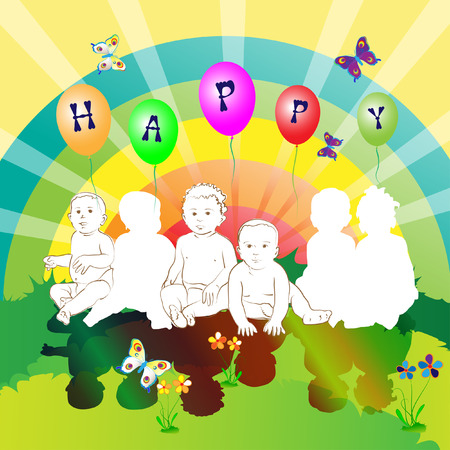  happy friends kidsのイラスト素材