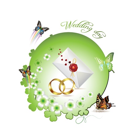 Wedding card with butterflies のイラスト素材