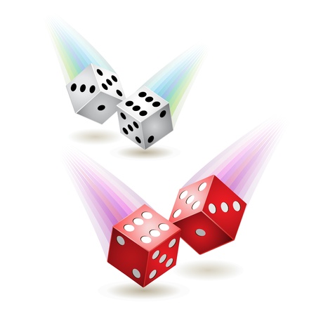 Two pairs of dices, red and white with jets のイラスト素材