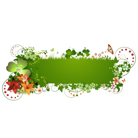 St. Patrick background with flowers and butterflies isolated on whiteのイラスト素材