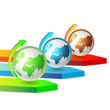 Green blue and red Earth with colored arrows のイラスト素材