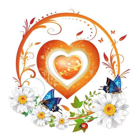 Valentine's day card. Heart and butterflies のイラスト素材