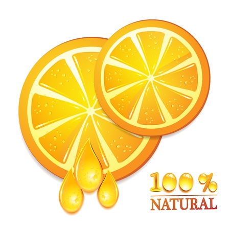 Slices orange with isolated on white background のイラスト素材