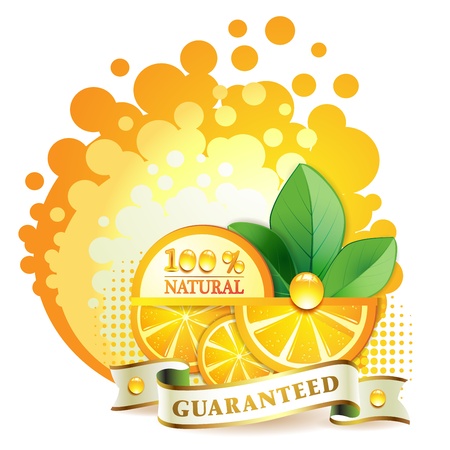 Slices orange with leaf isolated on white backgroundのイラスト素材