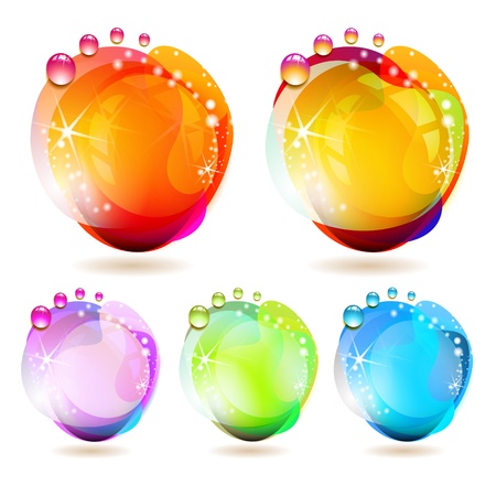 Colored background with drops and bubbles isolated on whiteのイラスト素材