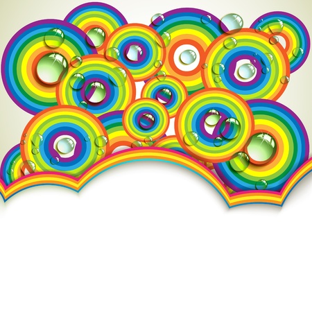 Background with drops of water over rainbowのイラスト素材