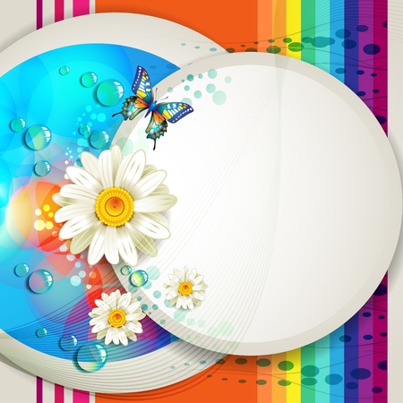 Abstract background with flowers and butterflyのイラスト素材