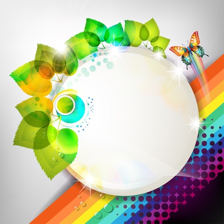 Banner design with leaf and butterflyのイラスト素材