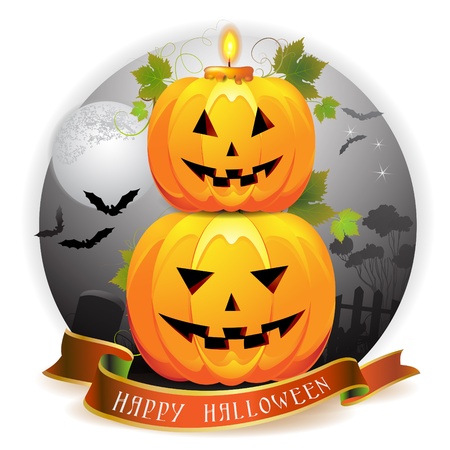 Halloween pumpkin with candleのイラスト素材