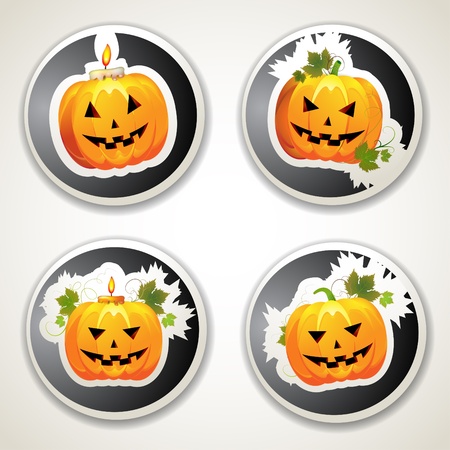 Labels with Halloween pumpkins のイラスト素材