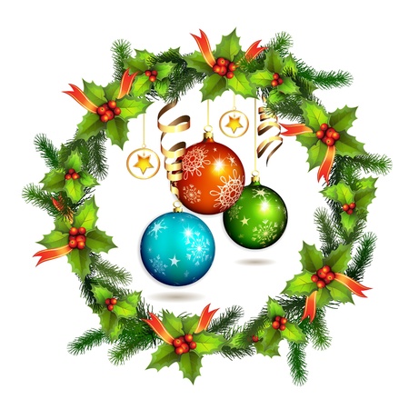 Christmas ball with pine tree branchのイラスト素材