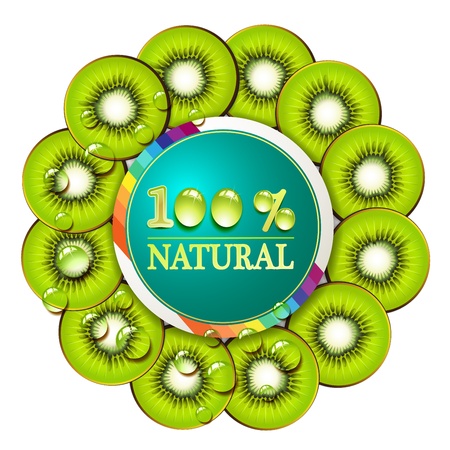 Frame with slice of kiwi with percentage quality のイラスト素材