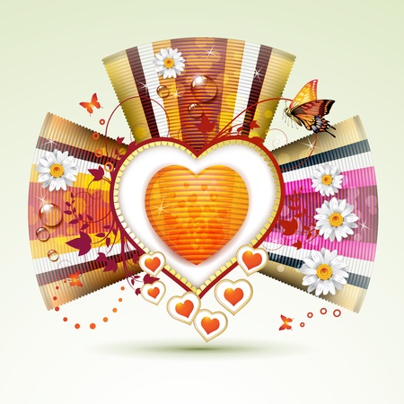 Valentine s day card with butterflies and flowersのイラスト素材