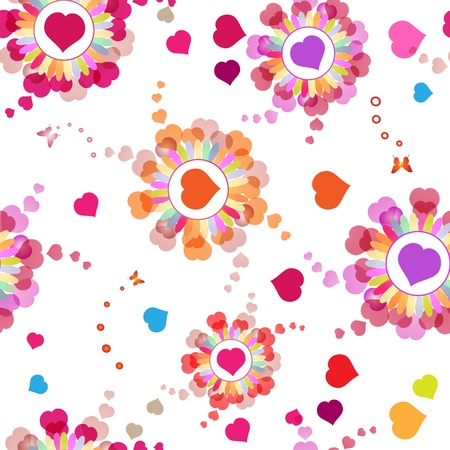 Seamless pattern with hearts and butterflies for Valentineのイラスト素材