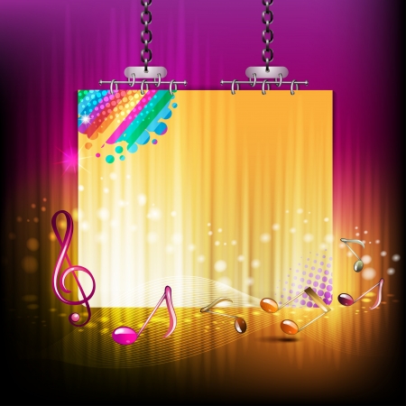 Banner with musical notes and rays のイラスト素材