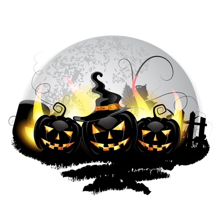 Halloween pumpkins in the cemetery のイラスト素材