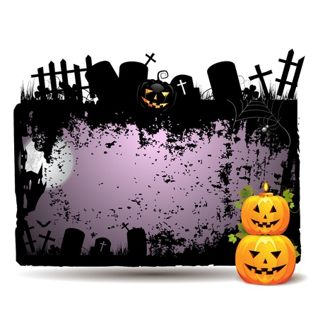 Halloween banner with cemetery and pumpkin のイラスト素材